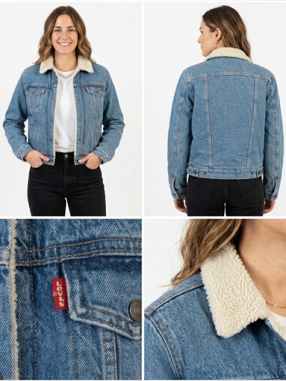 Levi's Light Blue Denim Jacket with Cream Sherpa Collar